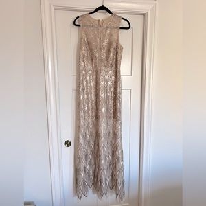 BCBG beaded nude full length gown